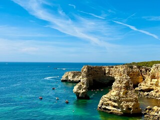 Fototapeta premium Beautiful view of Benagil Cave in Carvoeiro Algarve Portugal