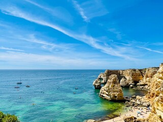 Beautiful view of Benagil Cave in Carvoeiro Algarve Portugal