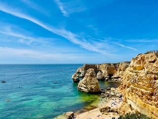 Beautiful view of Benagil Cave in Carvoeiro Algarve Portugal