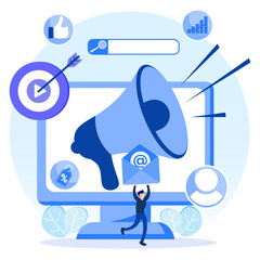 Illustration vector graphic cartoon character of digital marketing
