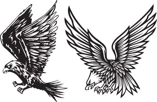 eagle tattoo design white vector illustration. American symbol of freedom