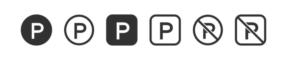 Parking signs. Parking zone for car icons. Auto place. Roadsign for transport.