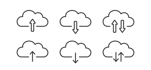 Hosting cloud icon. Download, upload files sign. Computer storage information. Communication server. - obrazy, fototapety, plakaty
