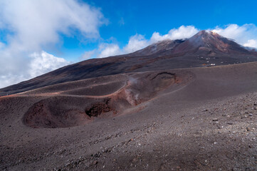 Fototapeta na wymiar a trip to the Etna volcano with typical rock scenery 