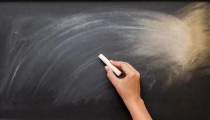 Foto op Plexiglas Writing on a blackboard with a white chalk, school  © dmnkandsk