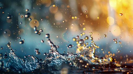A splash of water with a lot of droplets in the air