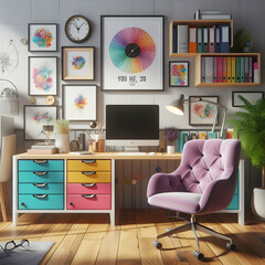 modern living room with furniture  sofa, home, chair, living, office, design, table, house, wall, couch, lamp, floor, shelf, Ai generated 