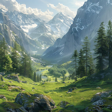 mountain landscape, background, wallpaper, water, sky, nature, summer, travel