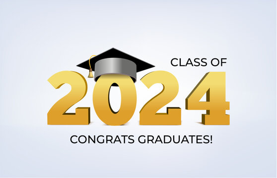 Graduation 2024. Vector illustration with hat and numbers. Congratulations