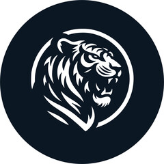 Silhouette tiger head icon illustration