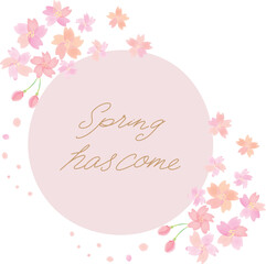 桜のフレームイラスト丸型 メッセージ入り　くすみカラー