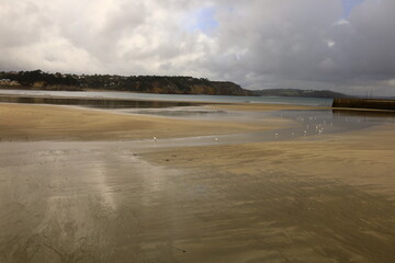 View on the beach of Morgat located on the peninsula of Crozon in Finistère, Brittany.