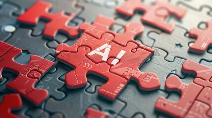 an API as a puzzle piece with "AI" written on it being put into a computer puzzle