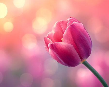 Closeup of blooming tulip flower in spring on pastel, Closeup of blooming tulip flower in spring on pastel background.