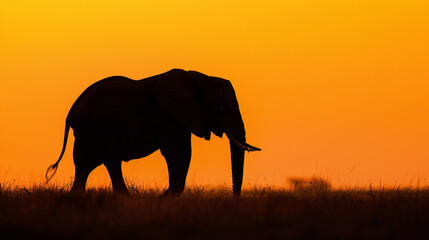 Fototapeta premium African elephant in silhouette, Botswana