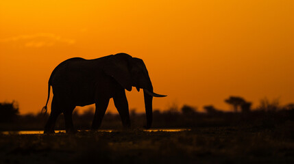 Fototapeta na wymiar African elephant in silhouette, Botswana