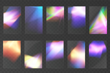 Crystal set light glasses rainbow reflection effect.Template optical,lights,glare.

