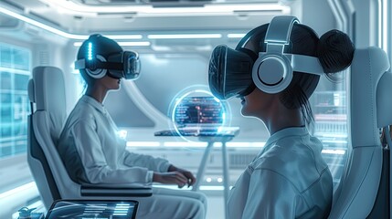an immersive coding environment with a futuristic interface, the synergy between technology and creativity as engineers delve into the virtual realm to innovate and create.