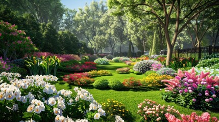 beautiful garden with all types of flowers