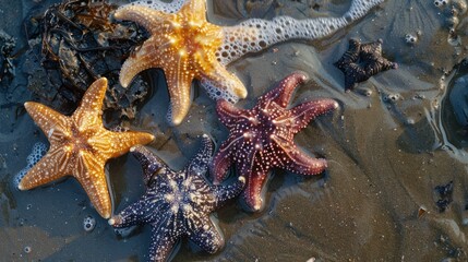 beautiful starfish on the sand on the beach close up,