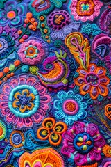 the essence of Mexican culture with this colorful Huichol pattern design