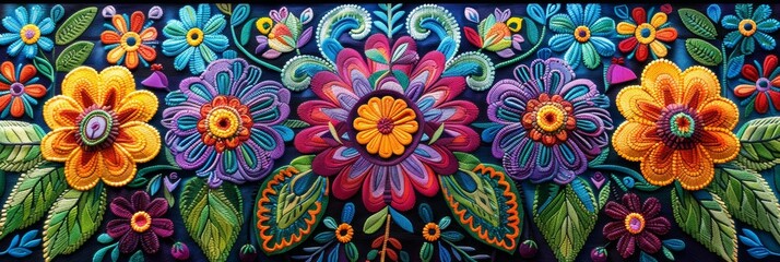 Fototapeta na wymiar the heart of Mexican culture through this vibrant Huichol pattern design