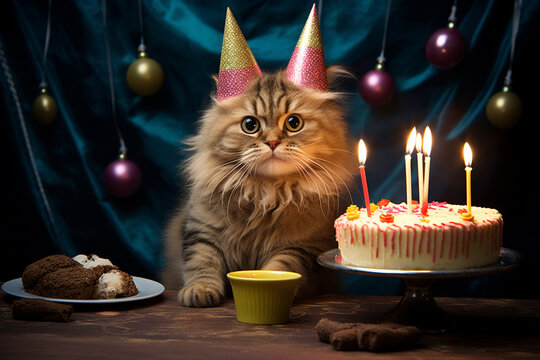 a cat, cute, adorable, birthday party cat