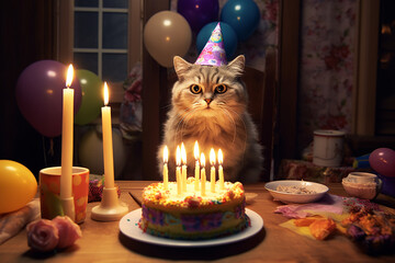 a cat, cute, adorable, birthday party cat