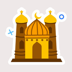 Customizable flat sticker of a mosque 
