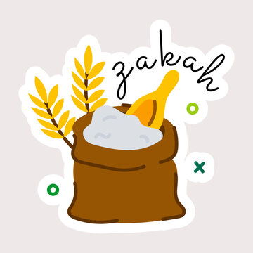 Modern flat sticker of food zakah 