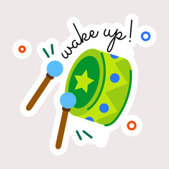 Wake up for suhoor, trendy flat sticker 