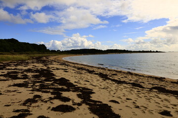 View on the beach of Men Du located on the south coast of Brittany in the Morbihan department in north-western France