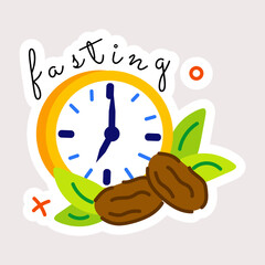 Modern flat sticker of fasting time 