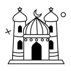 Customizable glyph sticker of a mosque 