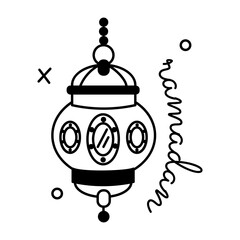 Modern glyph sticker of an arabic lantern 
