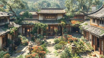 ghost hamlet, AAA game screenshot, traditional chinese house,song dynasty house, chinese...