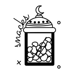 Trendy glyph sticker of ramadan snacks 