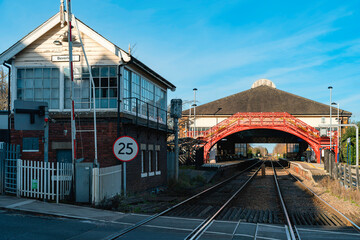 The new footbridge at the railway station, Beverley, UK.