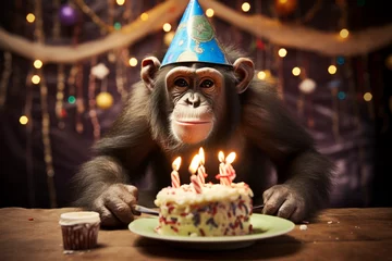Foto auf Leinwand a monkey, cute, adorable, birthday party monkey © Salawati