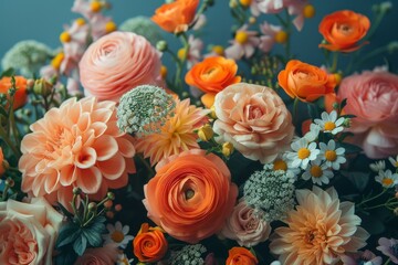 An exquisite bouquet of assorted colorful flowers presents depth, focus, and a celebration of natural beauty