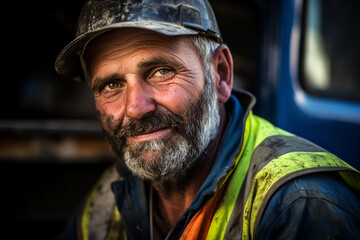 Obraz premium Generative AI picture of garbage removal service in work recycling clean city concept