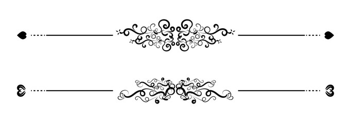 set of borders and swirl dividers decorative elements isolated on white for design