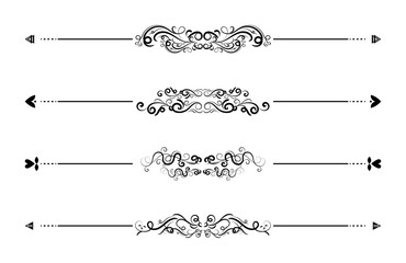 set of borders and swirl dividers decorative elements isolated on white for design