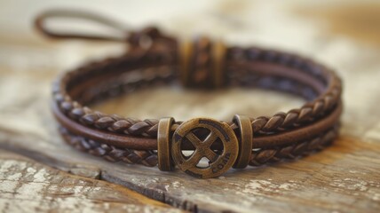 Handcrafted Braided leather bracelet with a nautical theme, perfect for those who love coastal and maritime styles