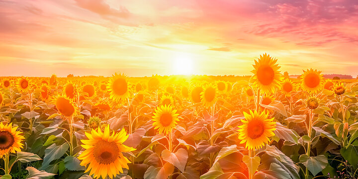 Sunflower field with beautiful light