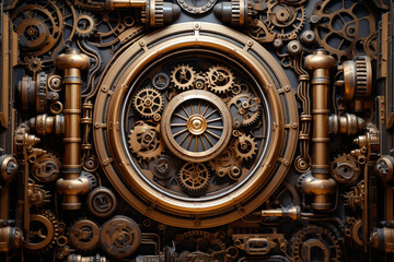 Steampunk Style Interior Wall Decor with Gears and Pipes