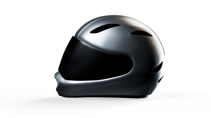 Black motorcycle helmet isolated on white Mockup 3D rendering
