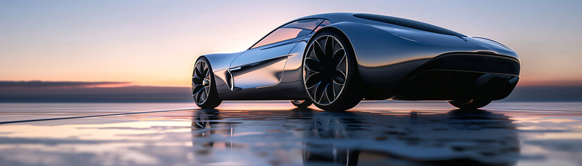 Elegant 3D luxury car in a studio its metallic design reflecting the precise soft lighting