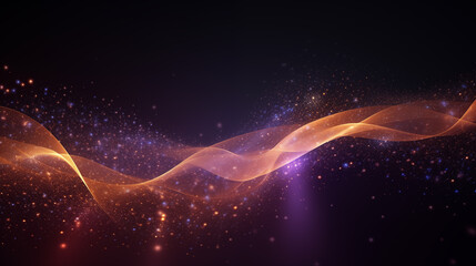 Abstract background banner, digital glowing waves and particles