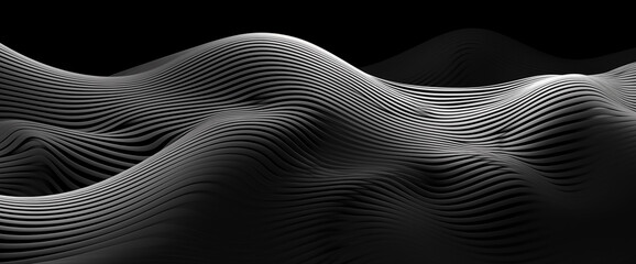 Black and white abstract background with line waves, aabstract background banner